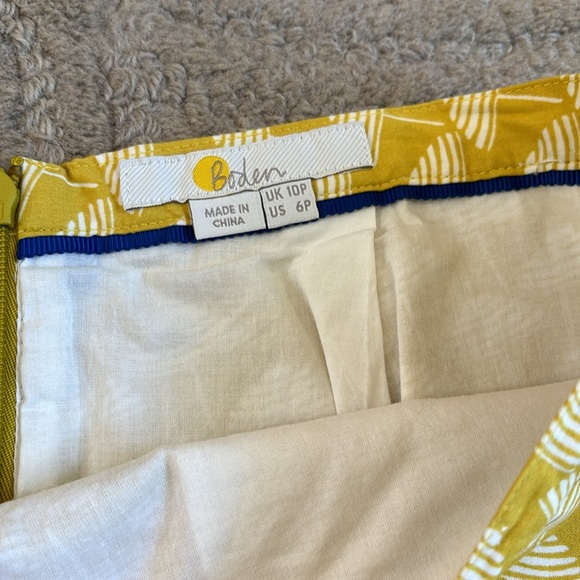 BODEN Petite 6P Yellow Mimosal Parasol Printed Cotton A-Line Skirt - Picture 5 of 7